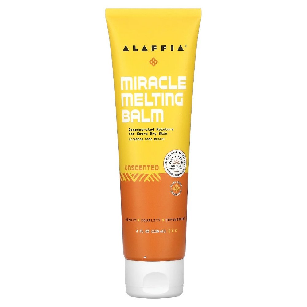 Alaffia, Miracle Melting Balm, Unscented, Unrefined Shea Butter 4 fl oz (118 ml)